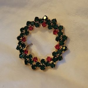 COPY - Rhinestone Christmas Wreath Pin